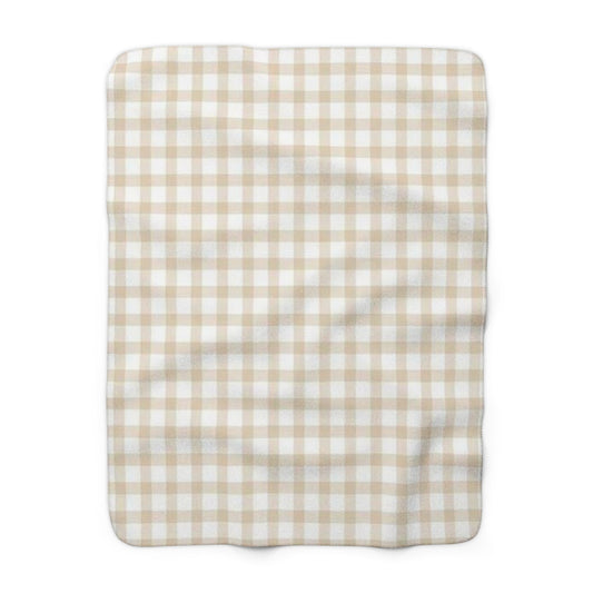 Gingham Cream Sherpa Fleece Blanket