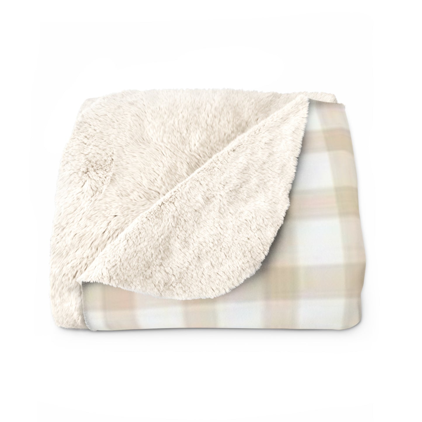 Gingham Cream Sherpa Fleece Blanket