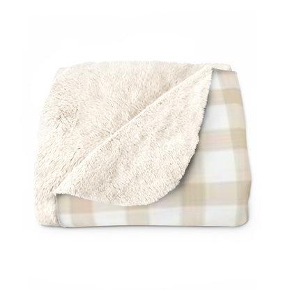 Gingham Cream Sherpa Fleece Blanket