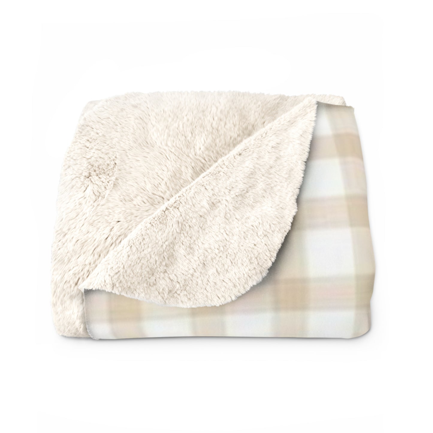 Gingham Cream Sherpa Fleece Blanket