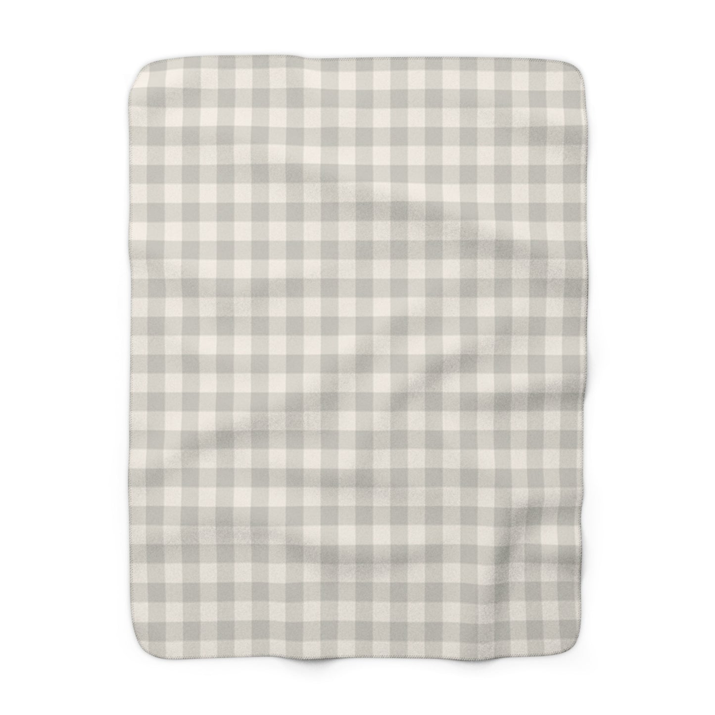 Gingham Gray Sherpa Fleece Blanket