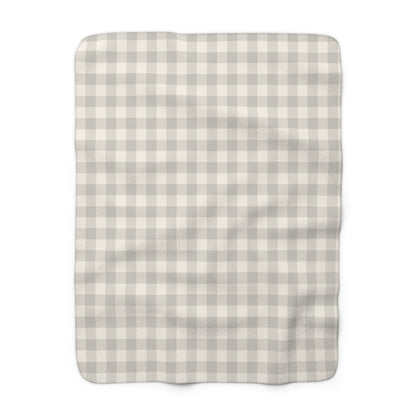 Gingham Gray Sherpa Fleece Blanket