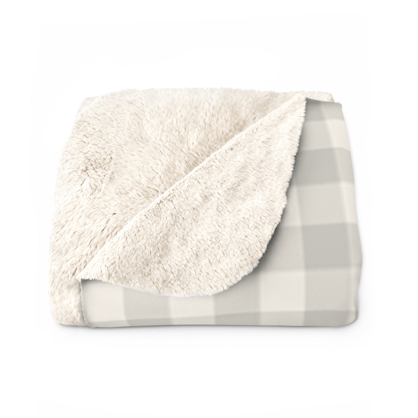 Gingham Gray Sherpa Fleece Blanket