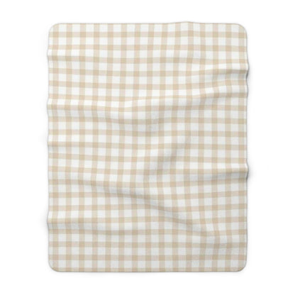 Gingham Cream Sherpa Fleece Blanket